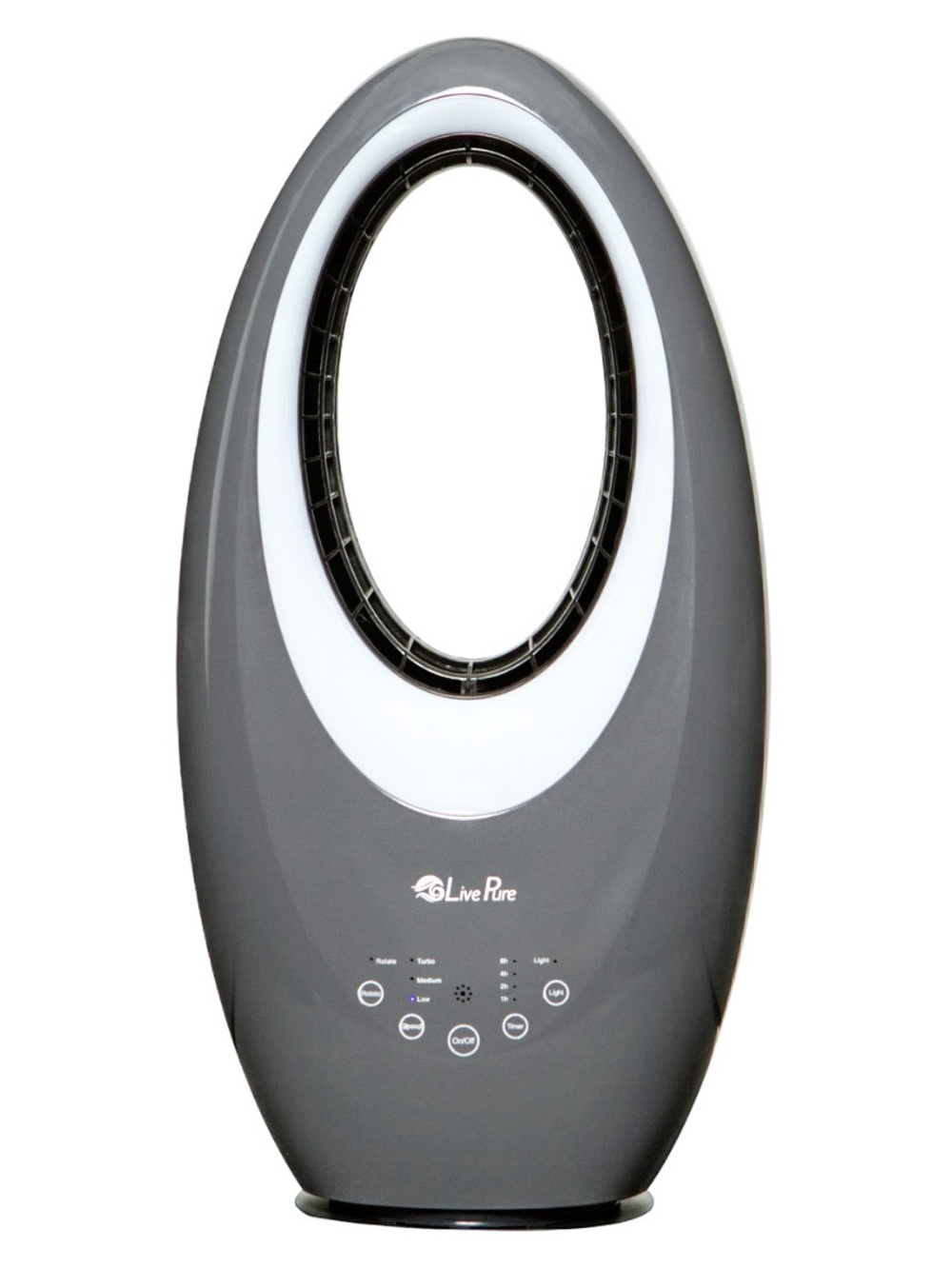Livepure Bladeless Auto Duster Oscillating Fan W/Filter Graphite Office Kitchen